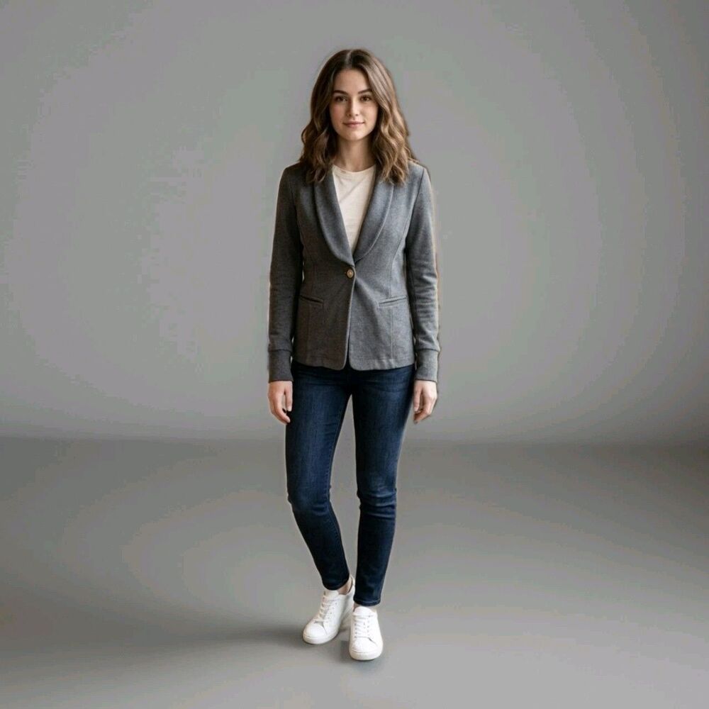 Armani Exchange Jacket Women Size XS Knit Blazer Grey Classic Travel A|X EUC